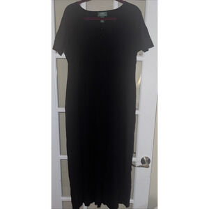 Polo Ralph Lauren Women's Black Short Sleeve Long Polo T-Shirt Dress Size L